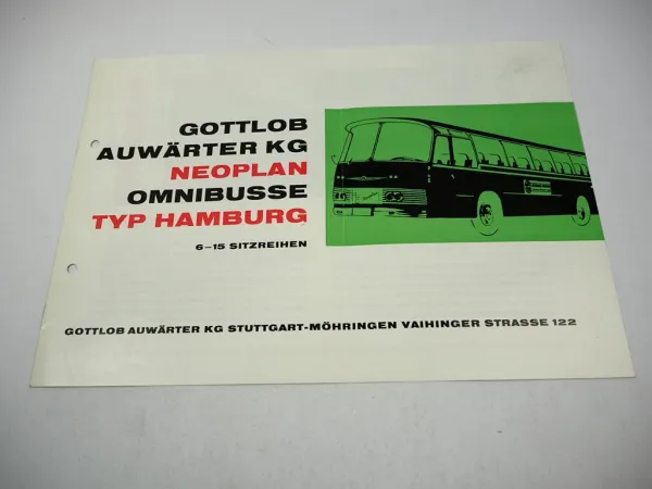 Neoplan Omnibus Typ Hamburg Prospekt Technische Daten Bauprogramm 1965