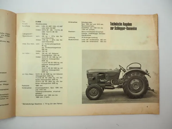 Neues von Deutz D2505 D3005 Schlepper Werbebroschüre Produktvorstellung 1965