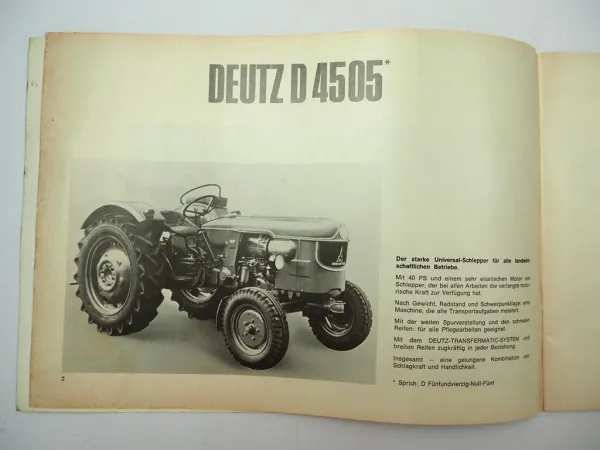 Neues von Deutz D4505 D5005 Schlepper Werbebroschüre Produktvorstellung 1965