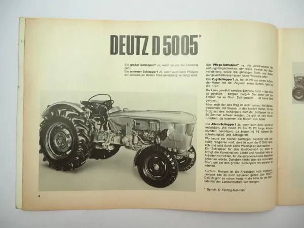 Neues von Deutz D4505 D5005 Schlepper Werbebroschüre Produktvorstellung 1965