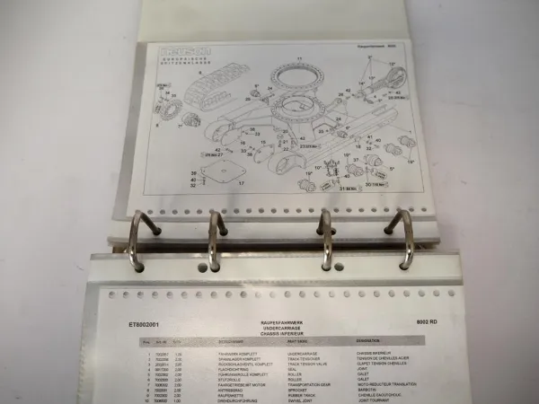 Neuson 8002RD Raupenbagger Ersatzteilliste Parts List Catalogue pieces 1998