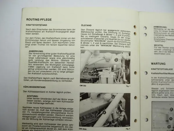 New Holland 8050 - 8080 Mercedes OM 352 352A 401 421 Motor Betriebsanleitung 1984