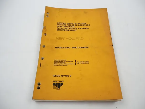 New Holland 8070 8080 Combine Mähdrescher Spare Parts List Ersatzteilliste 1986