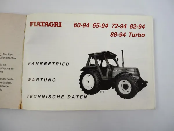 New Holland Fiatagri 60-94 65-94 72-94 82-94 88-94 Traktor Betriebsanleitung1995