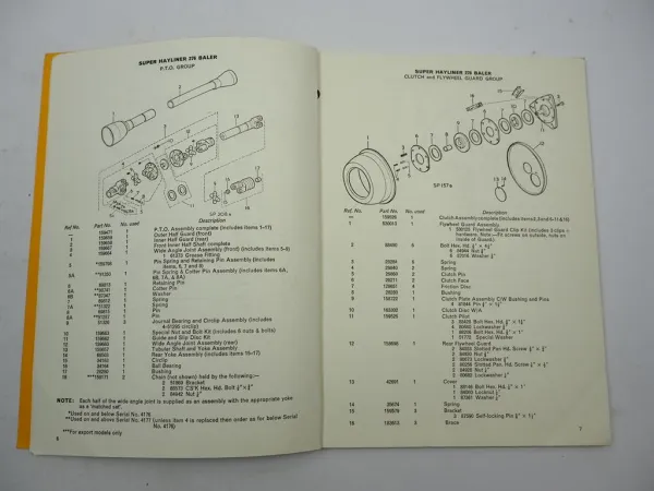 New Holland Super Hayliner 276 Baler Presse Parts List Ersatzteilliste 10/1970