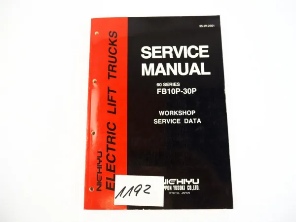 Nichiyu FB 10 14 15 18 20 25 30P Electric Forklift Trucks Service Manual 1995