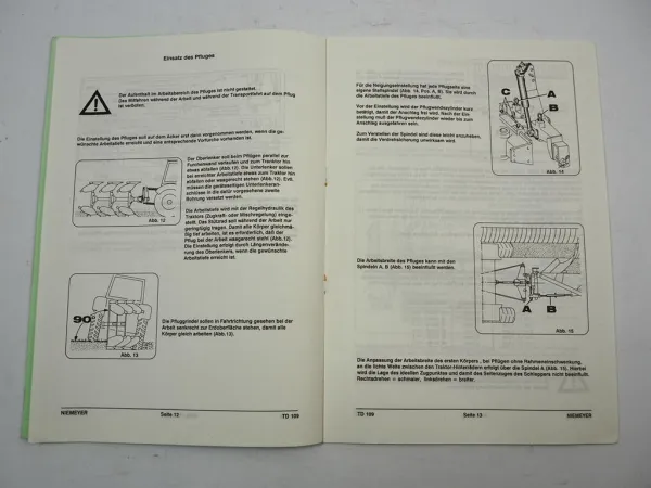Niemeyer Delta 3-200 Volldrehpflug Betriebsanleitung Bedienung 1988