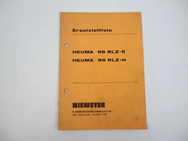 Niemeyer Heuma 66 RLZ Kreiselschwader Ersatzteilliste