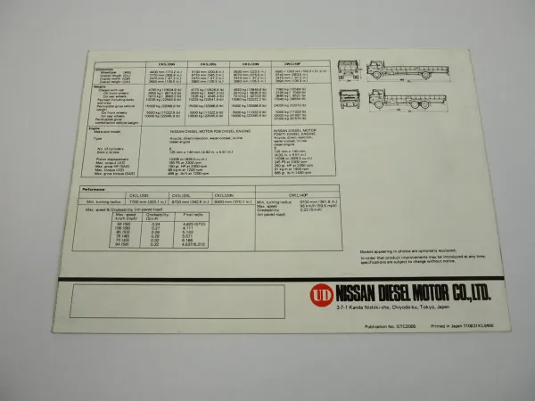 Nissan CK CW Diesel Cargo Truck LKW Prospekt Brochure 1960er Jahre