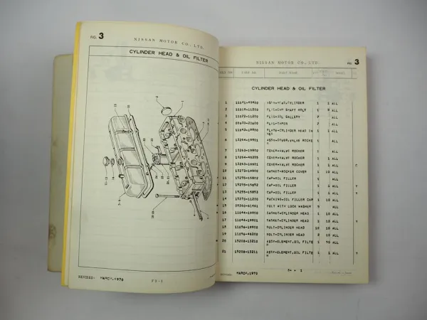 Nissan Datsun FG003U P3 Forklift Gabelstapler Parts Catalog Ersatzteilliste 1970
