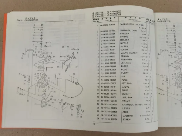 Nissan H20A4GR H20M4R Engine Parts List TCM FG20 FG23 FG25 -FG30 N2S N3 N8 N7S