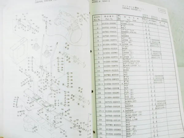 Nissan Kizai N230-2 N260-2 Excavator Parts Catalog Spare Parts List Jan. 1989