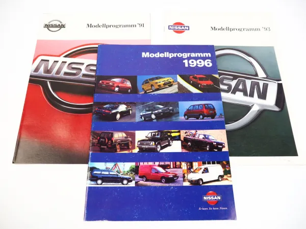 Nissan Modell Programm PKW 3x Prospekt 1991 1993 1996