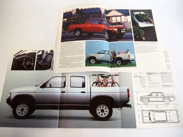 Nissan Pick Up 4x4 Doppelkabine PKW 3x Prospekt 1992/93