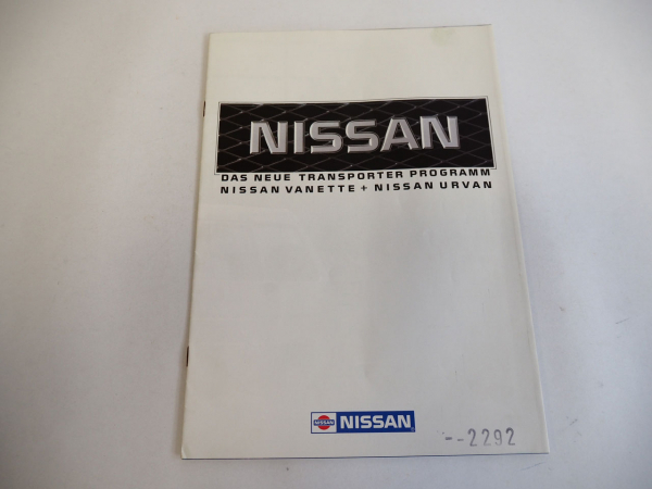 Nissan Vanette Urvan Transporter PKW Prospekt 1989
