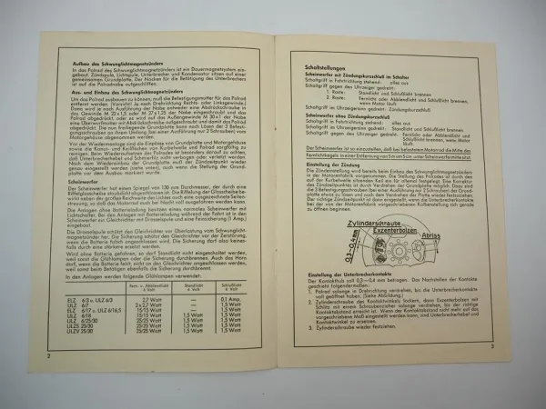 Noris Schwunglichtmagnetzünder ELZ ULZ Betriebsanleitung ca. 1954