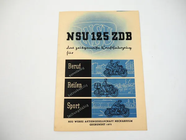 NSU 125ZDB Motorrad Prospekt ca. 1947