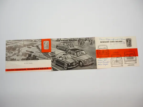 NSU Fiat Weinsberg Jagst Neckar Prospekt 1950er Jahre