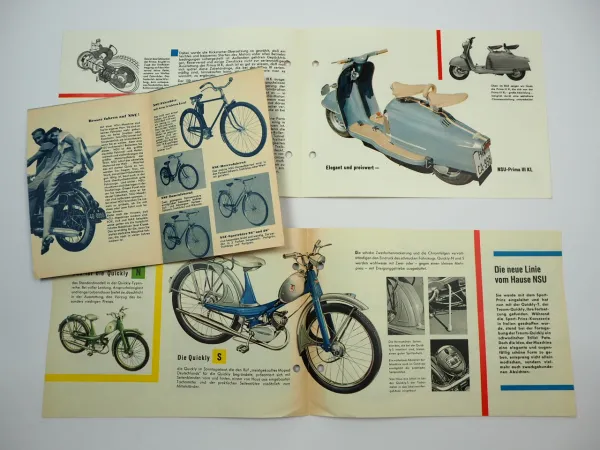 NSU Prima Quickly Fox Max Lambretta Konsul Motorrad 3x Prospekt 1950er Jahre