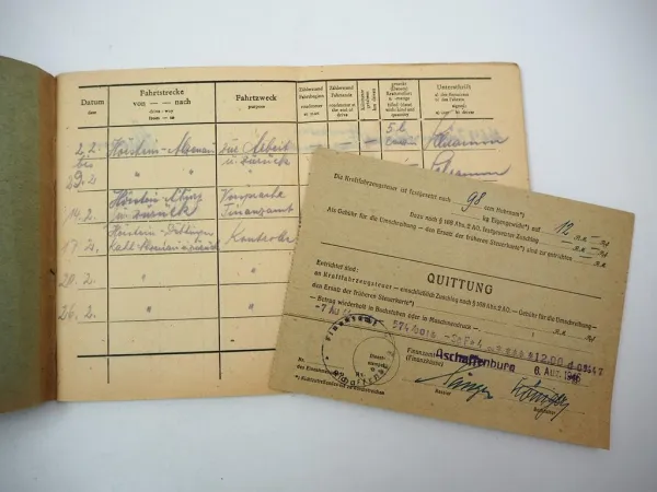 NSU Quick Motorrad 98 ccm Fahrtenbuch Steuerkarte 1946