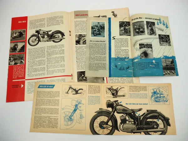 NSU Quickly Superfox Superlux Lambretta Prima 2x Prospekt Zeitschrift 1950er