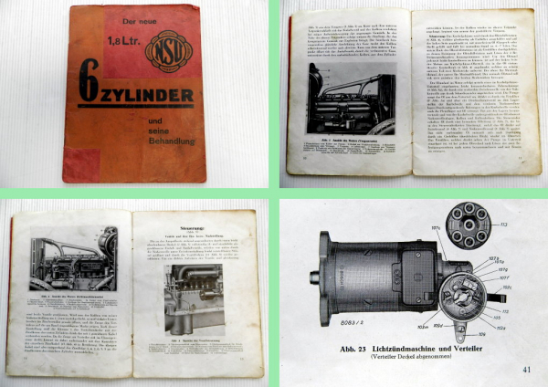 NSU Serie IV / 3001-4000 1,8 Ltr 6 Zylinder Betriebsanleitung Beschreibung 1929