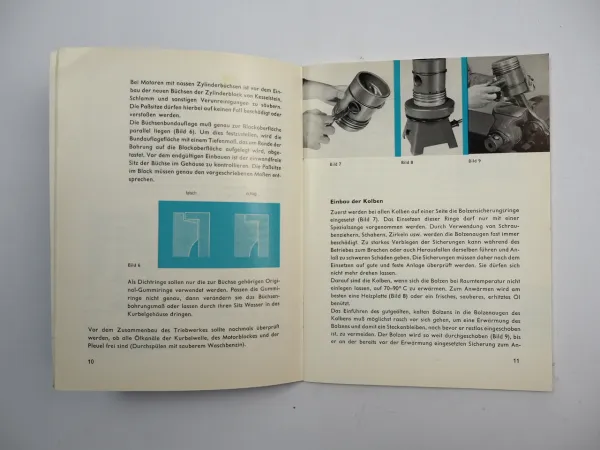 Nüral Kolben Handbuch Einbauhinweise Reparatur Motor Kolbenschäden 1957