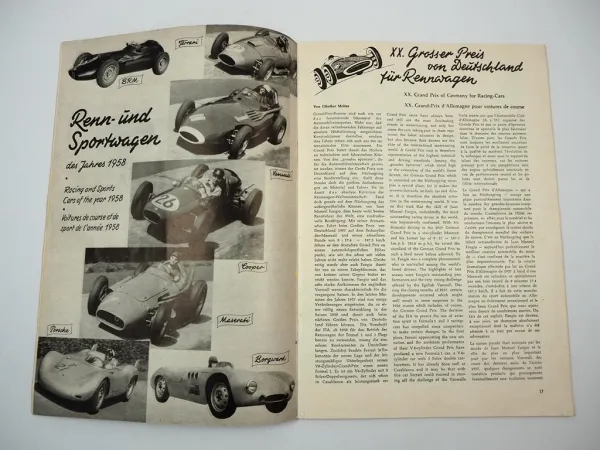 Nürburgring April 1958 Motorsport Motorrad Autorennen Infoheft Werbeheft