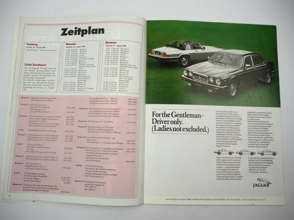 Nürburgring Programmheft AvD Oldtimer Grand Prix Sportwagen Motorrad 1986