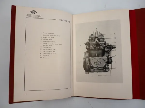 O&K 16V4 Four Cylinder Diesel Engine Working Instructions Spare Parts List 1952