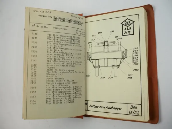 O&K ALK 2/16 Pelle Excavator Autobagger Parts List Liste des Pieces de Rechange