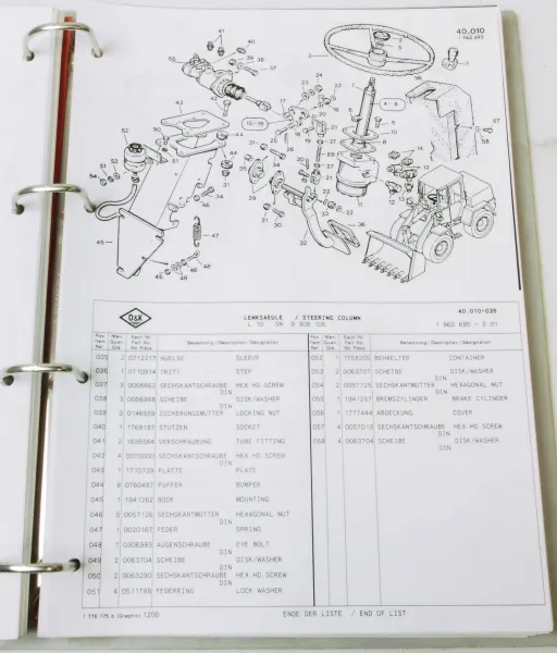 O&K L10 Radlader Ersatzteilliste Schaltplan Elektrische Anlage Spare parts List