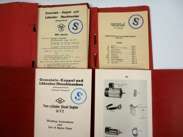 O&K L101 Excavator with 16V2 Diesel Engine Working Instructions Spare Parts List