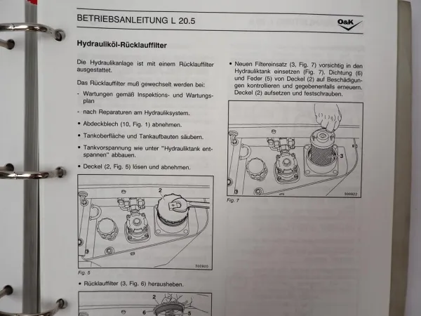 O&K L20.5 Radlader Betriebsanleitung Wartung Ersatzteilkatalog ca. 2002