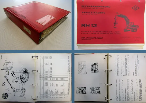 O&K RH12 Betriebsanleitung + Ersatzteilliste + Ausrüstungen + Motor ca. 1974