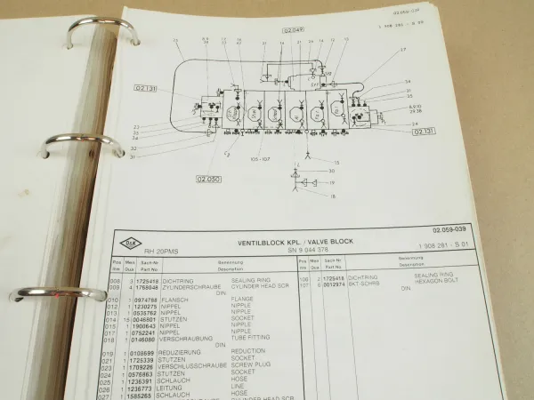 O&K RH20 PMS Hydraulikbagger Bedienung Wartung Inspektion Ersatzteilkatalog