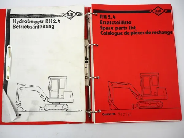 O&K RH2.4 Bagger Betriebsanleitung Ersatzteilliste Schaltplan Elektrik Hydraulik