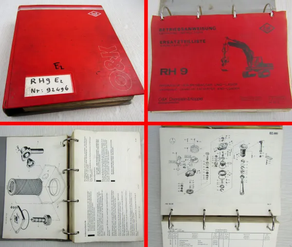 O&K RH9 Betriebsanleitung Ersatzteileliste Wartung Schaltplan Elektrik Hydraulik