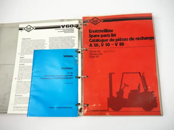 O&K V60 Gabelstapler 6t Ersatzteilkatalog Ersatzteilliste Spare Parts List