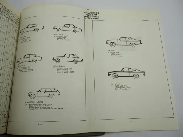 Opel Ascona 16 Manta A 1900 Teilekatalog Ersatzteilliste Ersatzteilkatalog 1973