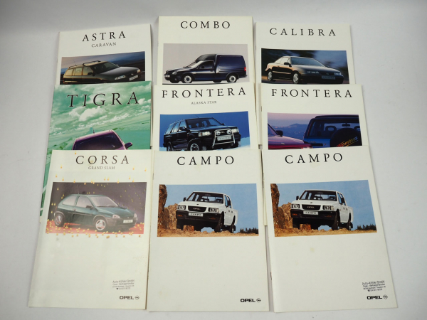 OPEL Astra Corsa Campo Calibra Tigra Fontera Combo 9x Prospekt 1993/95