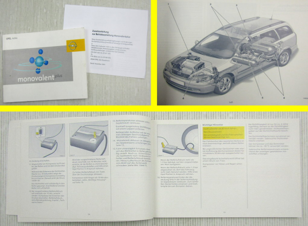 Opel Astra monovalent plus Zusatz Erdgas Bedienung Betriebsanleitung 1/2003