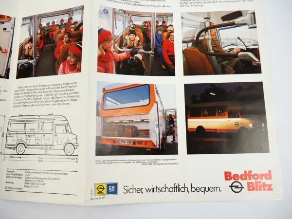 Opel Bedford Blitz CF1 Schulbus Prospekt ca. 1979