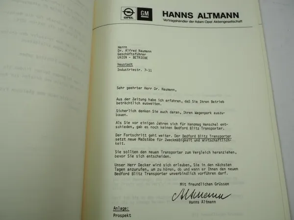 Opel Bedford Blitz Transporter Verkaufs System Marketing Handbuch für den Chef