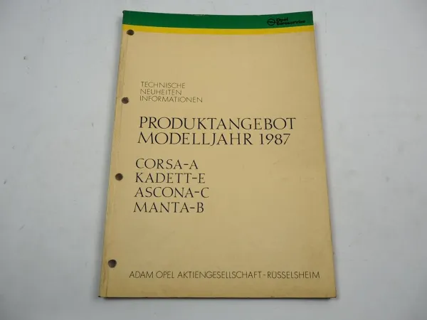 Opel Corsa A Kadett E Ascona C Manta B THM125 Produktangebot 1987 Fahrzeugtechnik