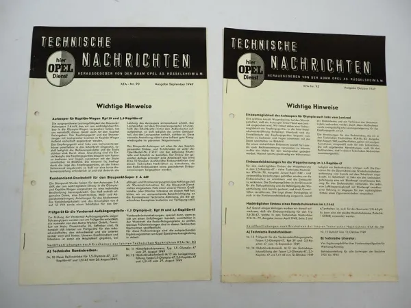 Opel Dienst Technische Nachrichten Jg 1949 Nr. 9/10 Opel 1,5 Olympia 2,5 Kapitän-47