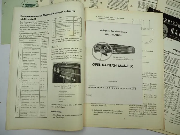Opel Dienst Technische Nachrichten Jg 1950 Opel Olympia Kapitän L-50 Blitz 1.5t