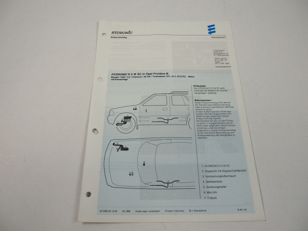 Opel Frontera B Bj. 1999 Eberspächer Hydronic D5WSC Einbau Heizgerät