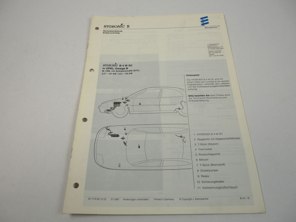 Opel Omega B 2,5l 3,0l Bj. 1996 Eberspächer Hydronic B4WSC Einbau Standheizung