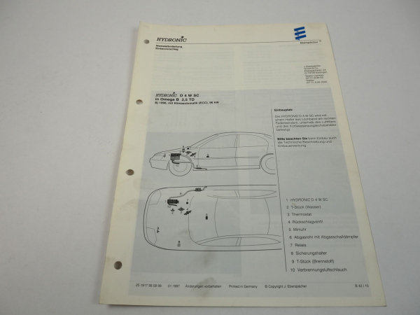 Opel Omega B 2,5TD Bj. 1996 Eberspächer Hydronic D4WSC Einbau Standheizung